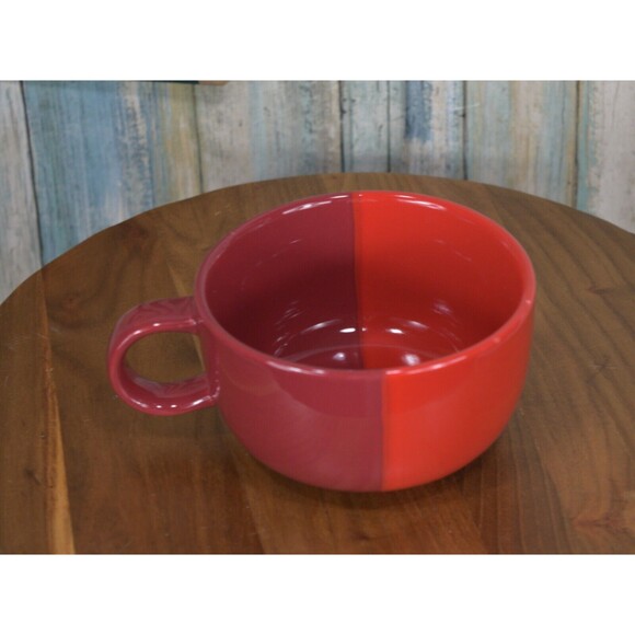 Starbucks Valentines LARGE Split 2 Tone Red Cappucino Mug Grande 16oz - Picture 3 of 6